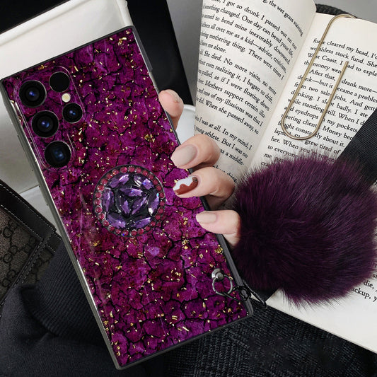 Retro Hair Ball Airbag Bracket Diamond Case for Samsung