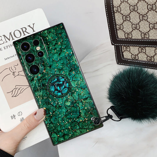 Hair Ball Airbag Bracket Diamond Case for Samsung Galaxy S23/S22 Ultra