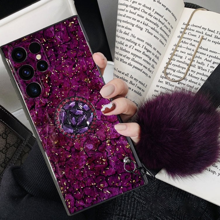 Hair Ball Airbag Bracket Diamond Case for Samsung Galaxy S23/S22 Ultra