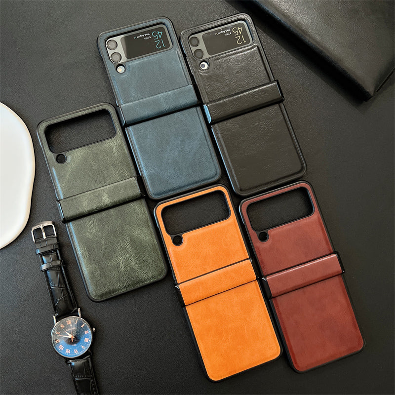 Simple Business All-inclusive Leather For Samsung Galaxy Z Flip3/4/5 Folding Case