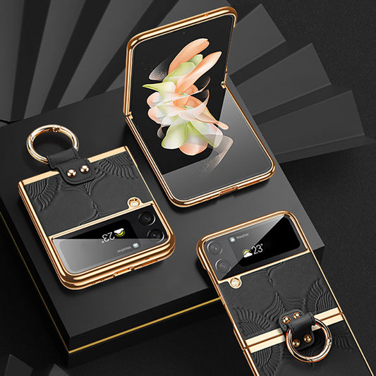 Genuine Leather Folding Screen Case For Samsung Galaxy Z Flip3/4