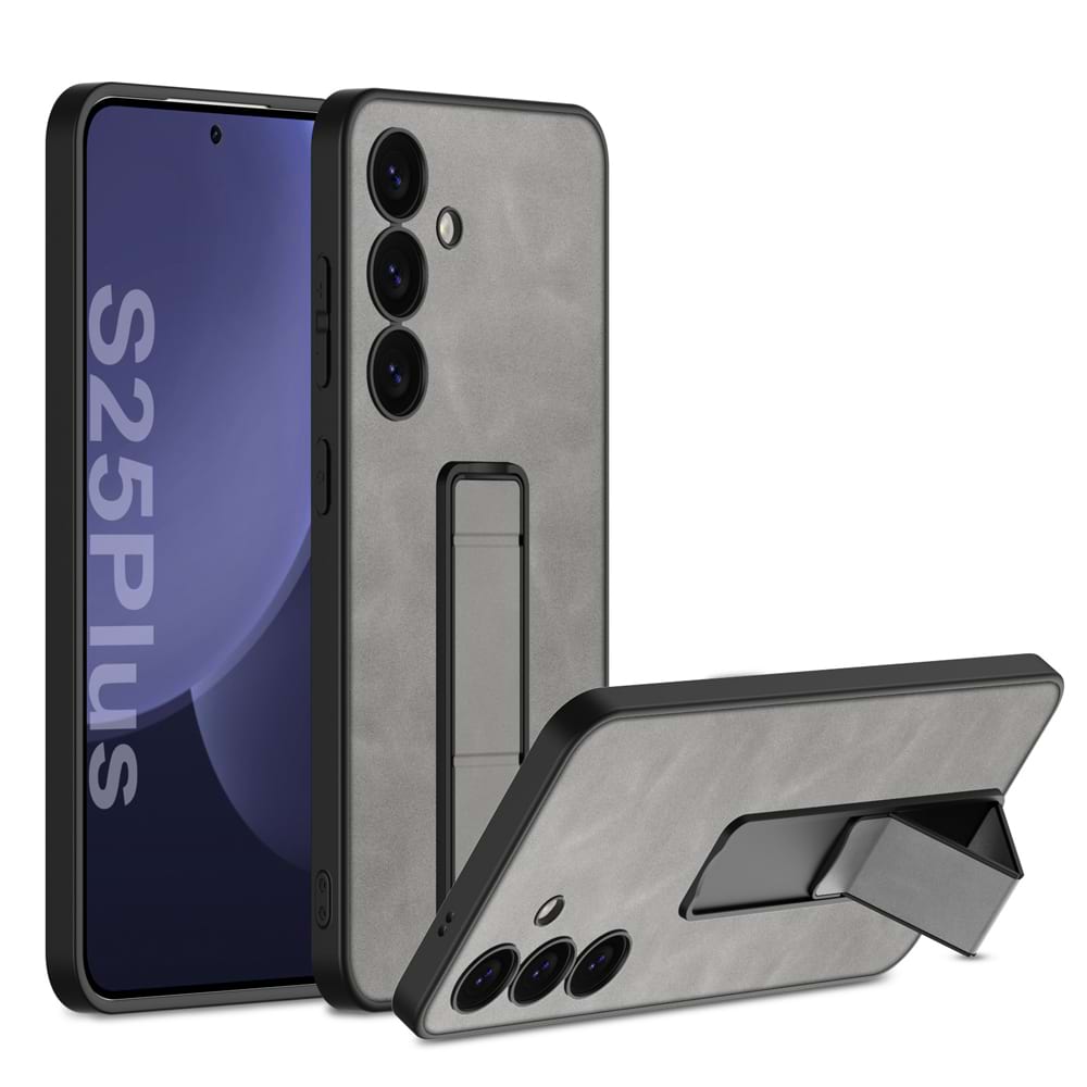 Frosted Leather Bracket Cover for Galaxy S25 Plus
