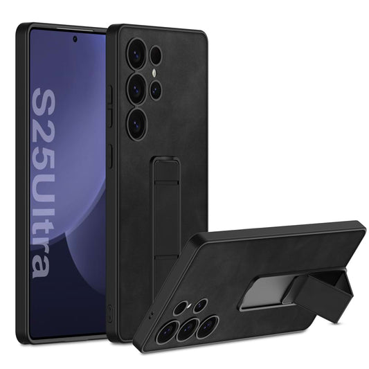 Frosted Leather Bracket Cover for Galaxy S25 Ultra