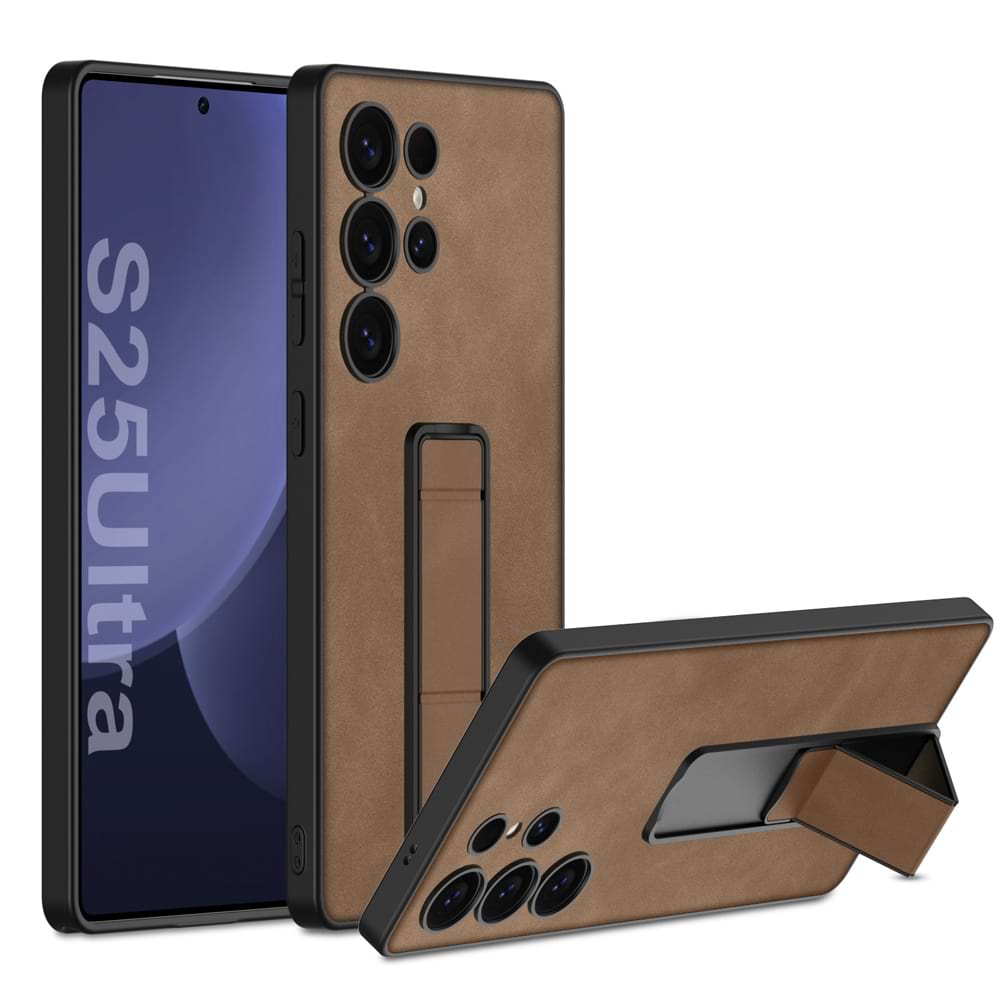 Frosted Leather Bracket Cover for Galaxy S25 Ultra