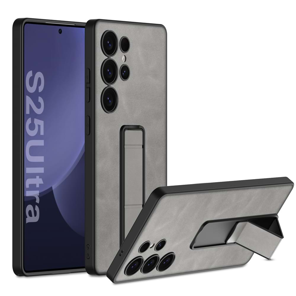 Frosted Leather Bracket Cover for Galaxy S25 Ultra