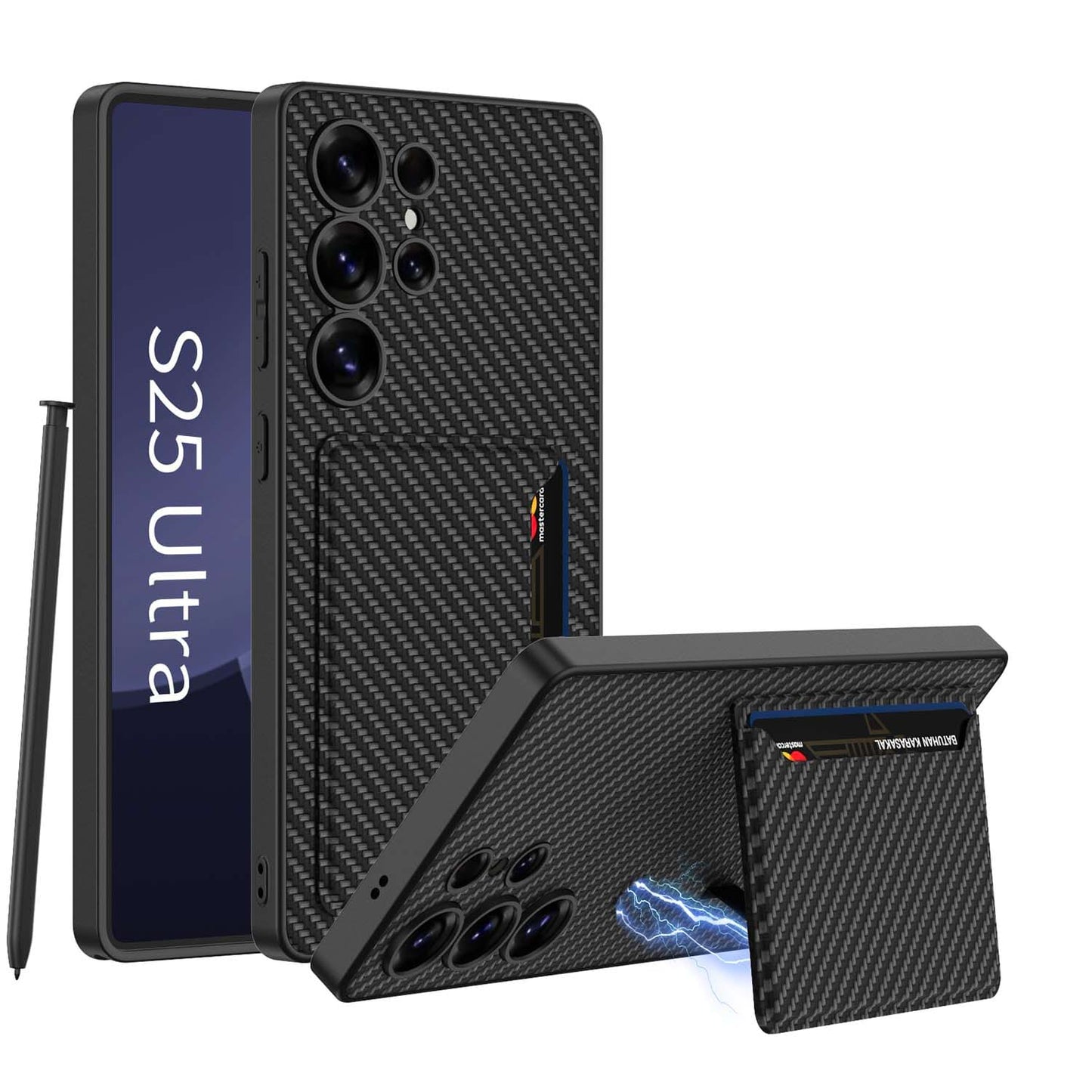 Premium Leather Wallet Case with Magnetic Closure Card Holder for Galaxy S25 Ultra