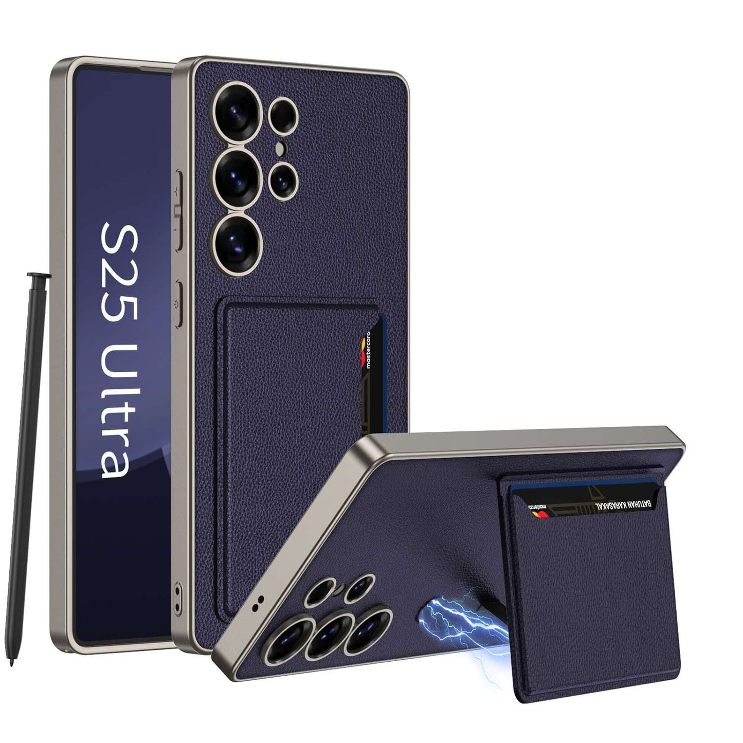 Premium Leather Wallet Case with Magnetic Closure Card Holder for Galaxy S25 Ultra