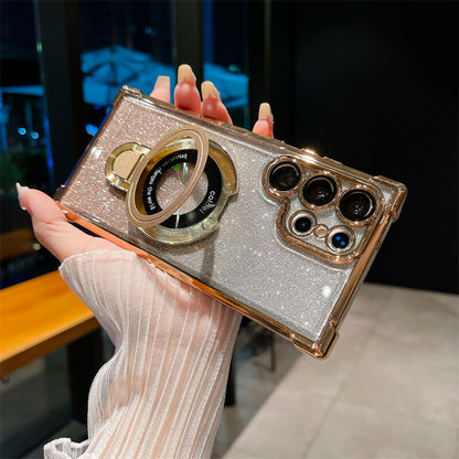 Glitter Diamond Magnetic Magsafe Ring Bracket Case for Samsung