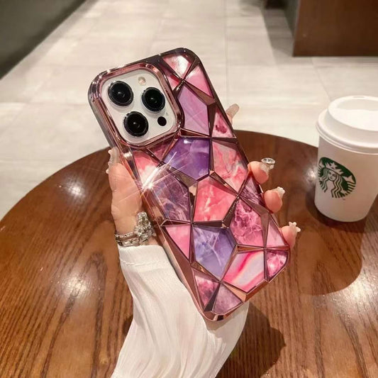 New electroplating marble diamond pattern case for iPhone