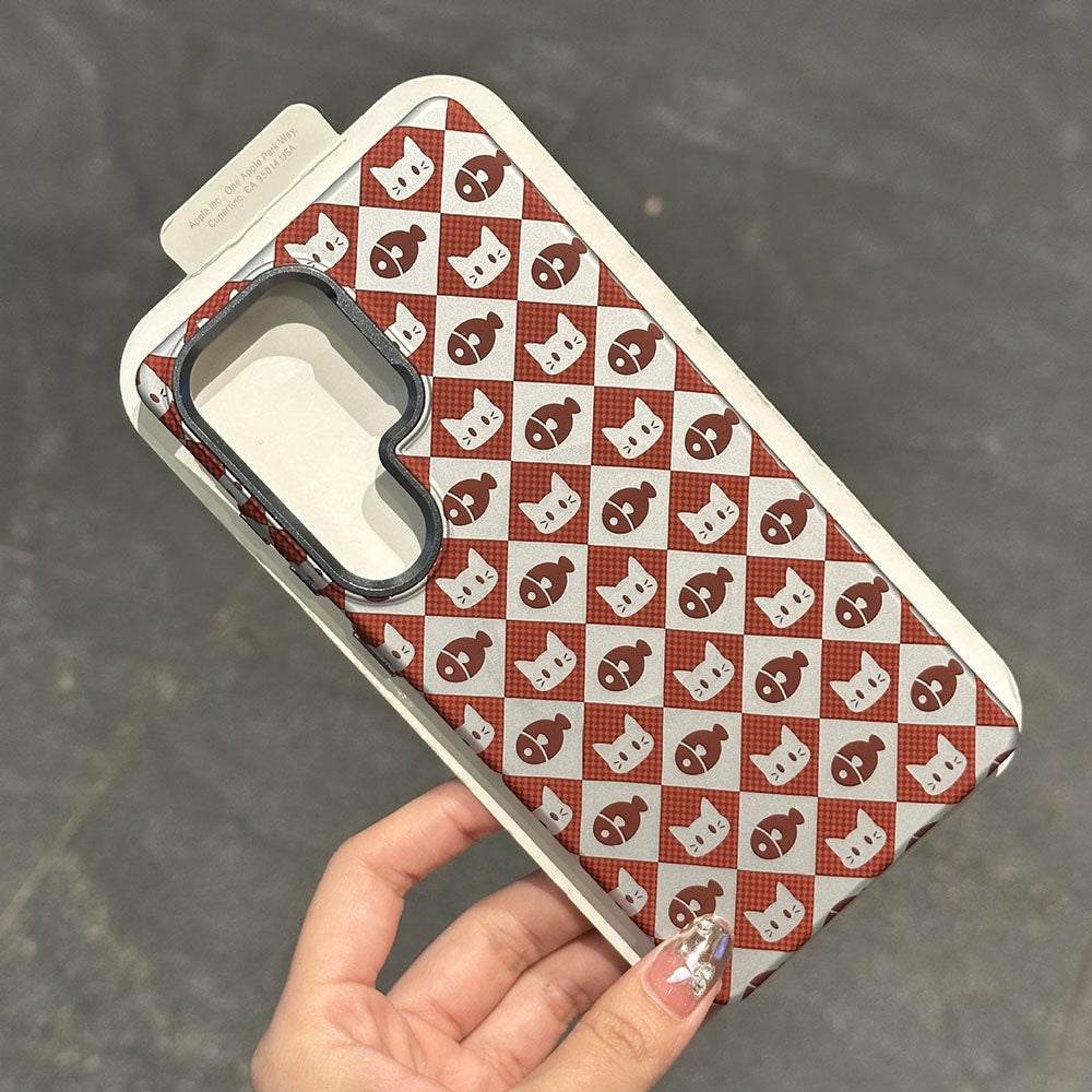 Magnetic Frosted Cat and Fish Phone Case For Samsung Galaxy