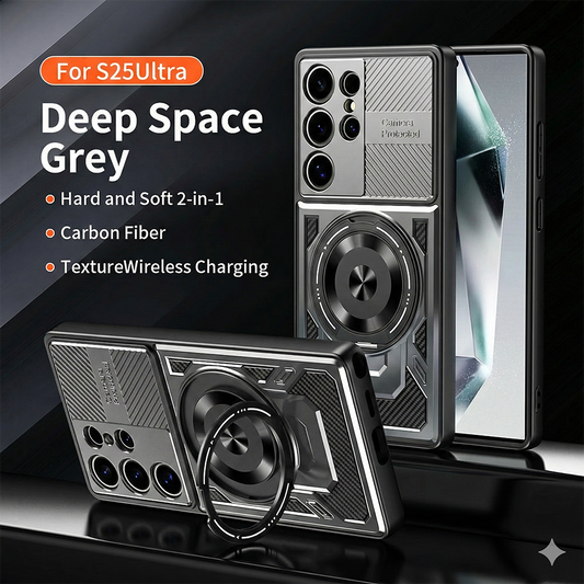 Hard & Soft 2-in-1 Carbon Fiber Texture Wireless Charging Phone Case For Samsung Galaxy