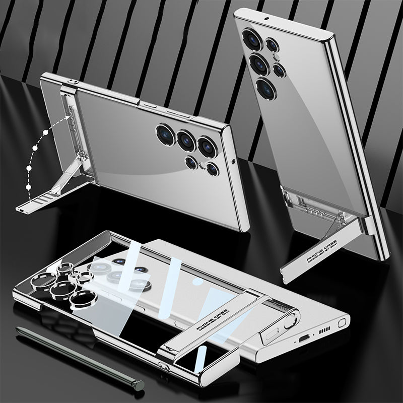 Transparent Plating Triumph Bracket Case For Samsung Galaxy S23 Ultra