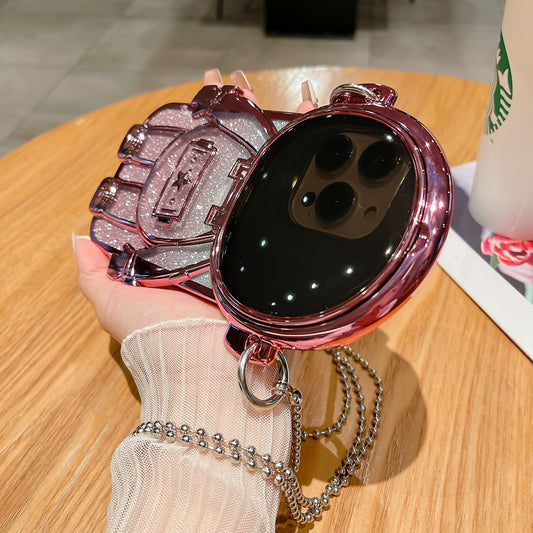 Gradient Glitter Astronaut Stand iPhone Case