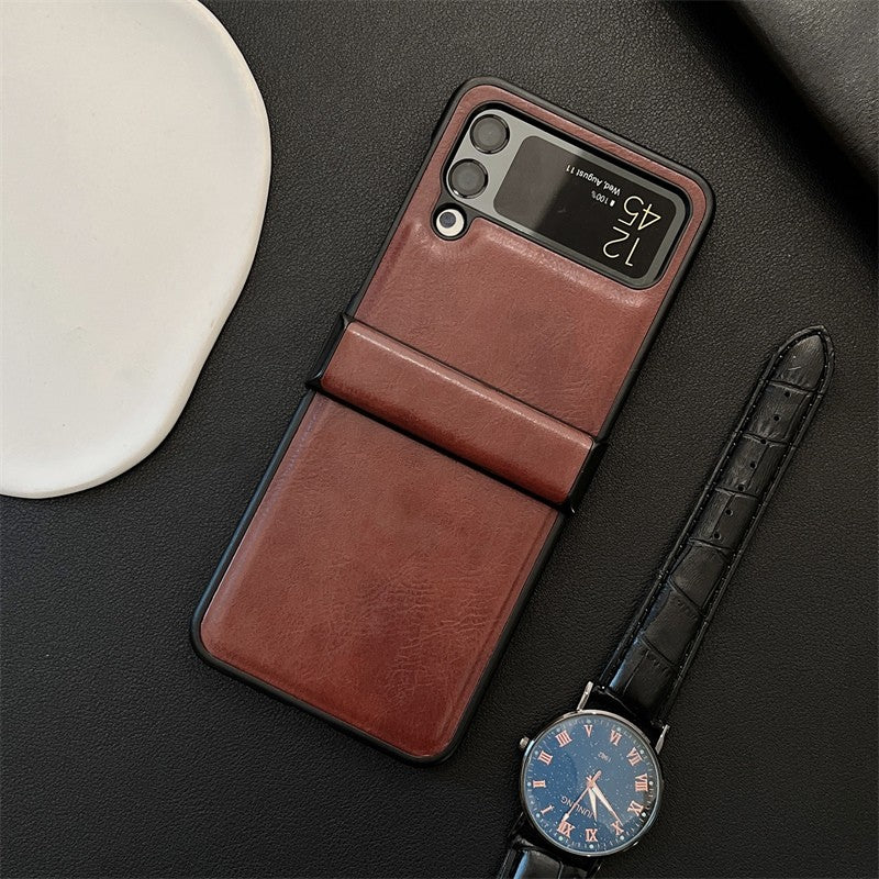 Simple Business All-inclusive Leather For Samsung Galaxy Z Flip3/4/5 Folding Case