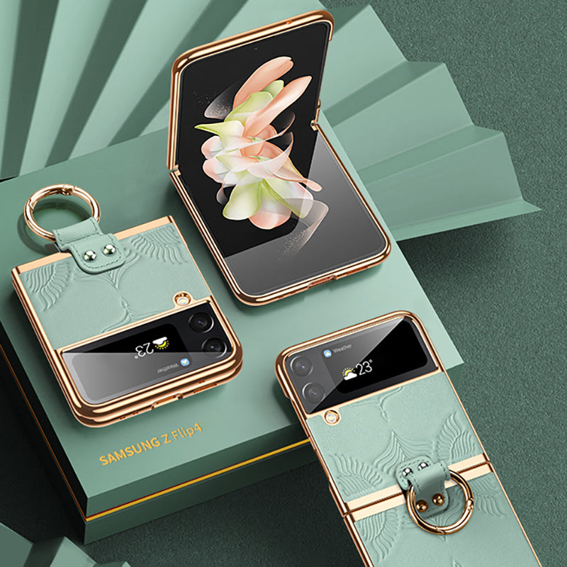 Genuine Leather Folding Screen Case For Samsung Galaxy Z Flip3/4