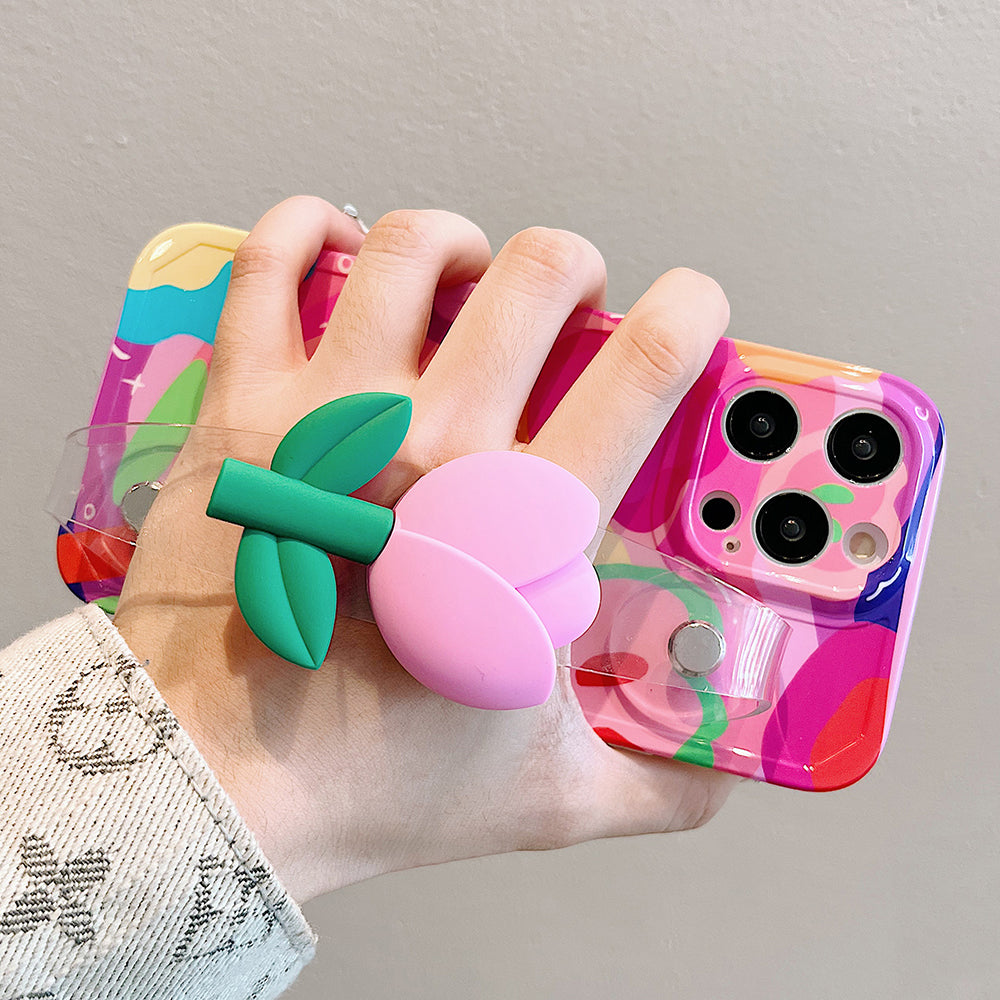 Summer Dopamine Tulip Blossom Wristband iPhone Case