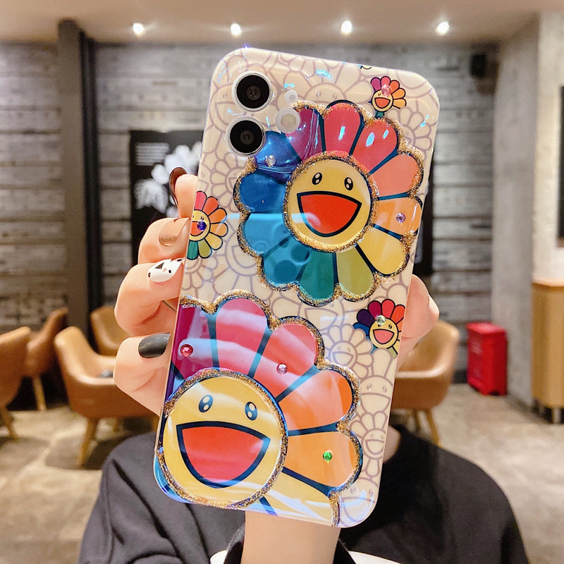 Sunflower Smiley Face iPhone Case