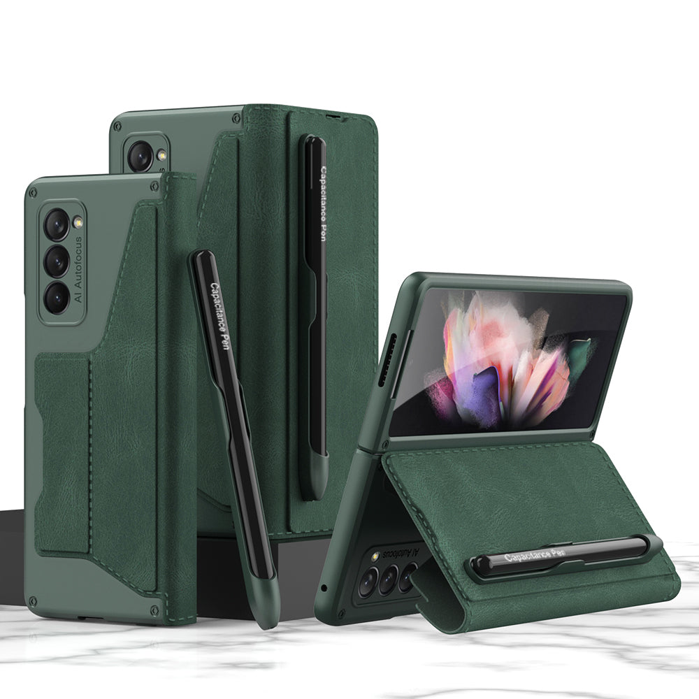 Armor Leather S Pen Slot Holder Case For Samsung Galaxy Z Fold2 | Dealggo.com