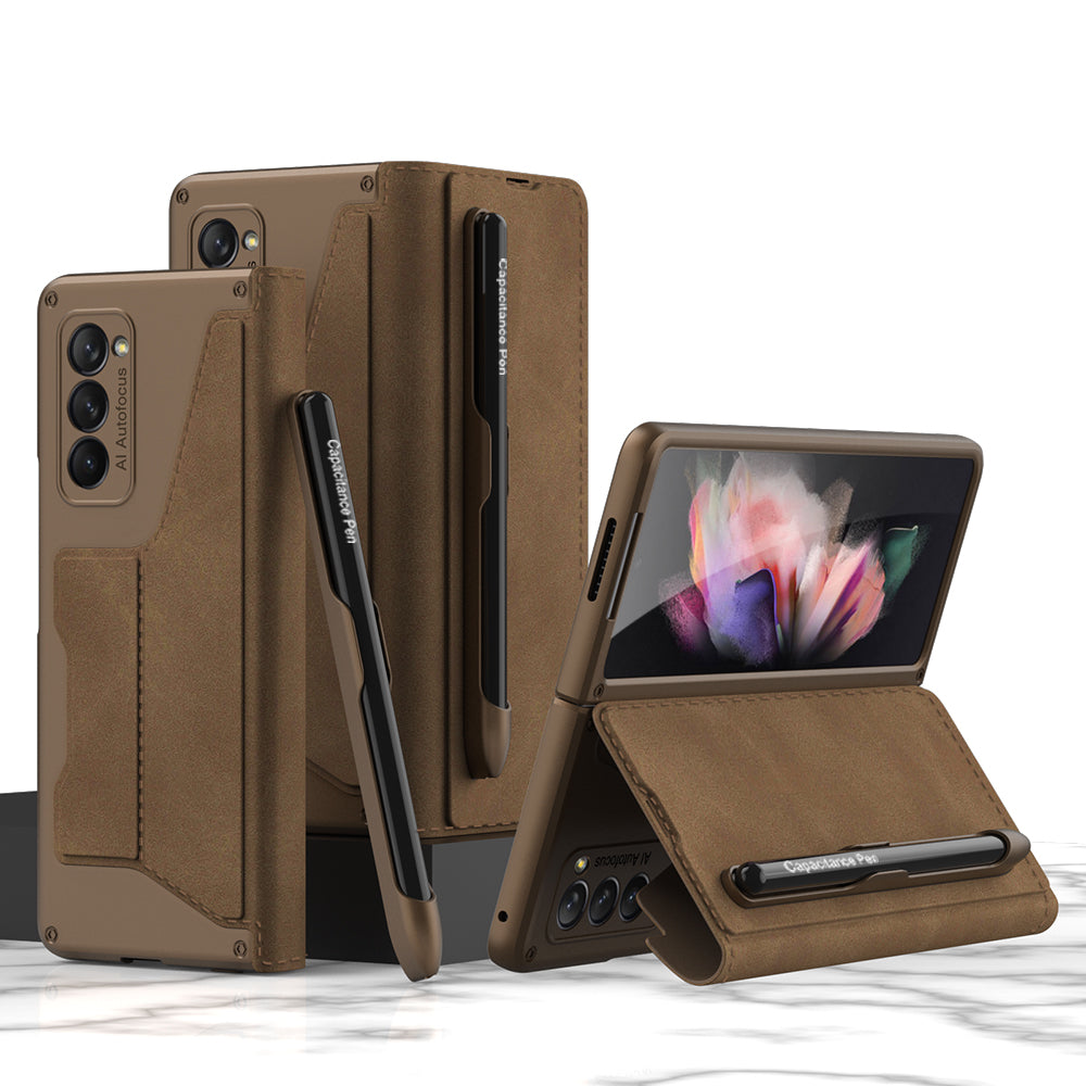 Armor Leather S Pen Slot Holder Case For Samsung Galaxy Z Fold2 | Dealggo.com