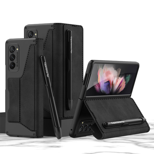 Armor Leather S Pen Slot Holder Case For Samsung Galaxy Z Fold2 | Dealggo.com