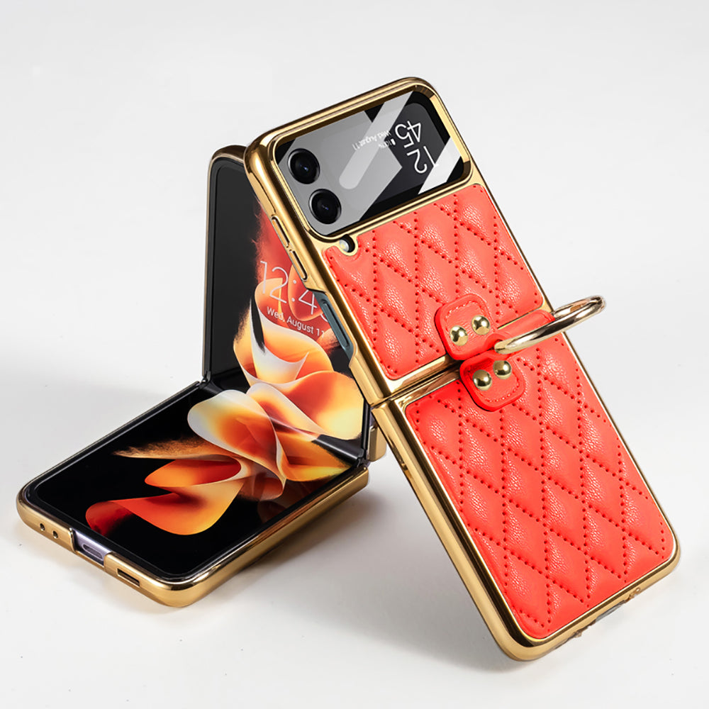 Luxury Leather Electroplating Diamond Protective Cover For Samsung Galaxy Z Flip 3/4/5