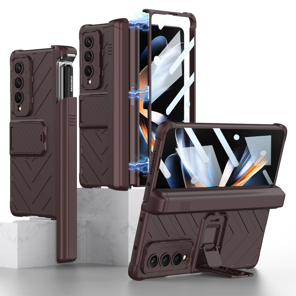 Armor Magnetic Hinge Slide S Pen Slot Screen Protector Case for Samsung Galaxy Z Fold4