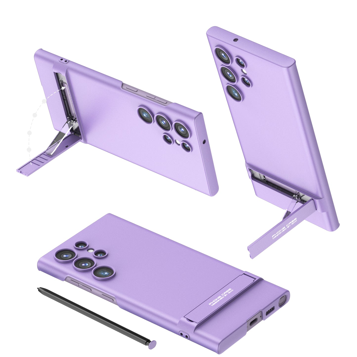 3 Level Adjustable Holder Ultra-thin Matte Case for Samsung Galaxy S23 Ultra / S23 Plus / S23