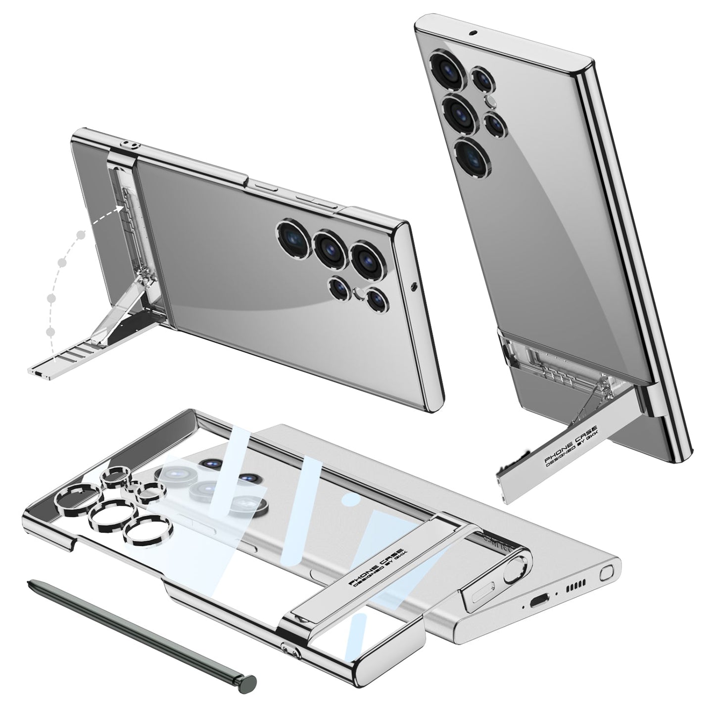 3 Level Adjustable Holder Plating Case for Samsung Galaxy S23 Ultra
