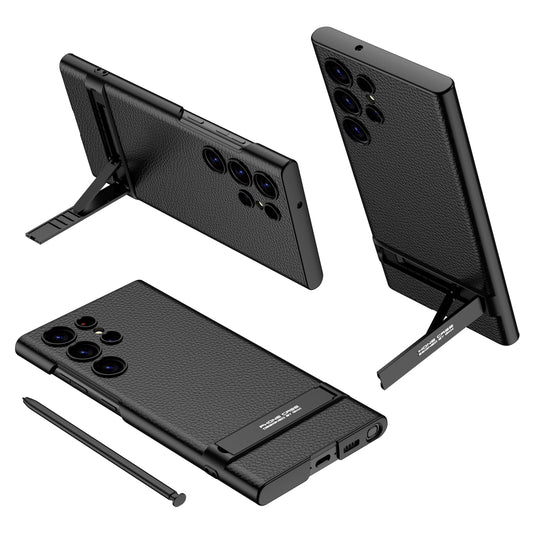 Luxury Leather Magnetic Holder Phone Case for Galaxy S23 Ultra / S23 Plus / S23