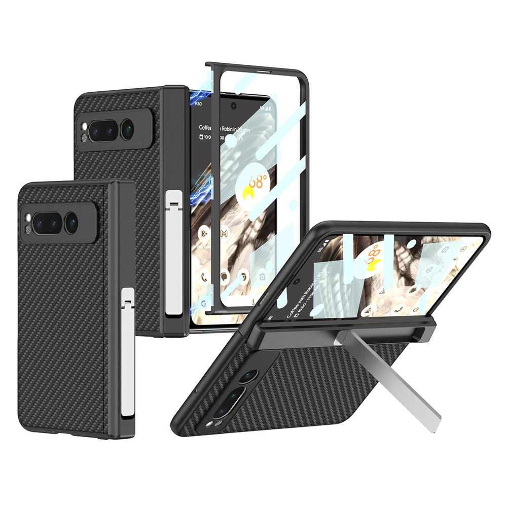 Magnetic Luxury Leather All-inclusive Metal Bracket Case for Google Pixel Fold