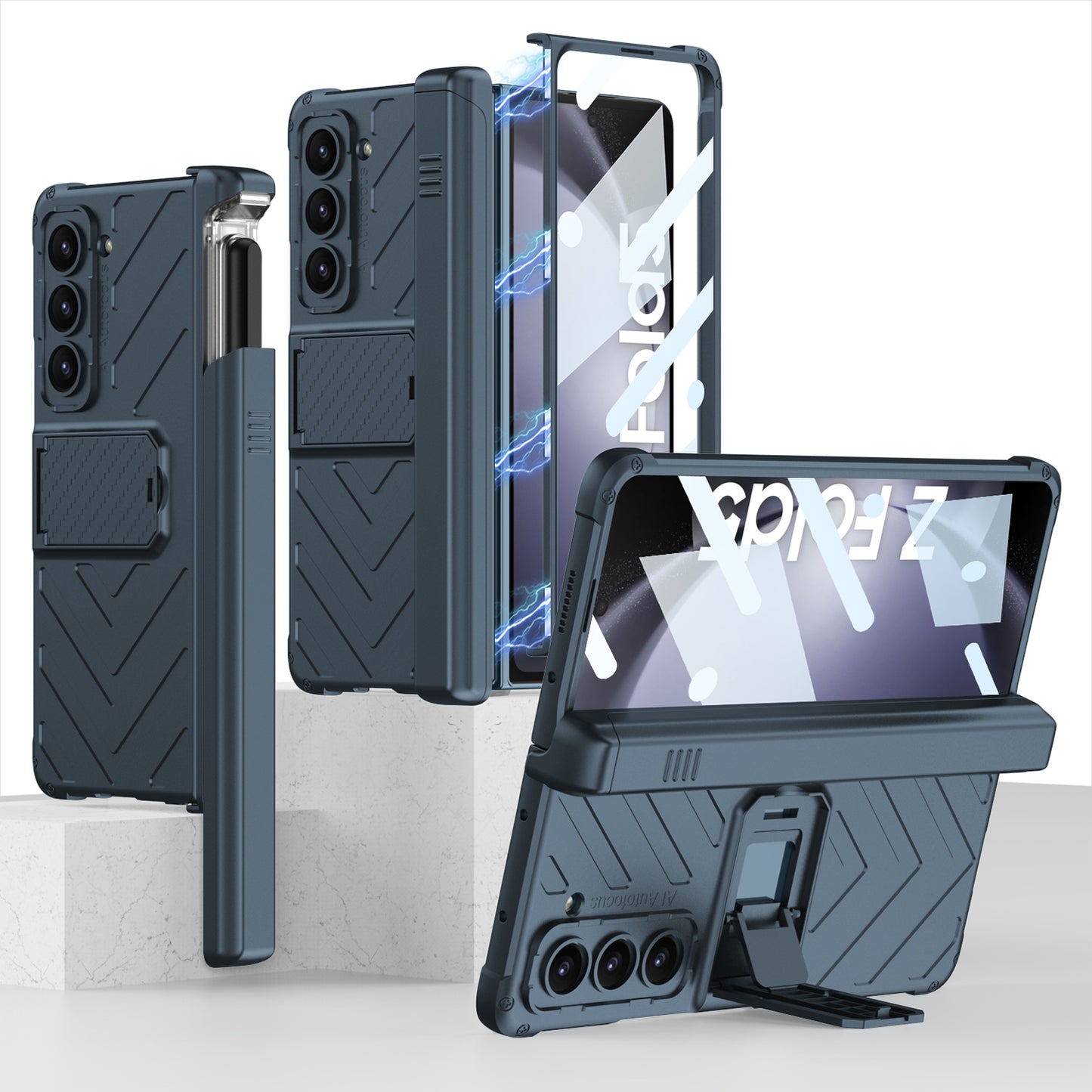 Armor Magnetic Hinge Slide S Pen Slot Screen Protector Case for Samsung Galaxy Z Fold5