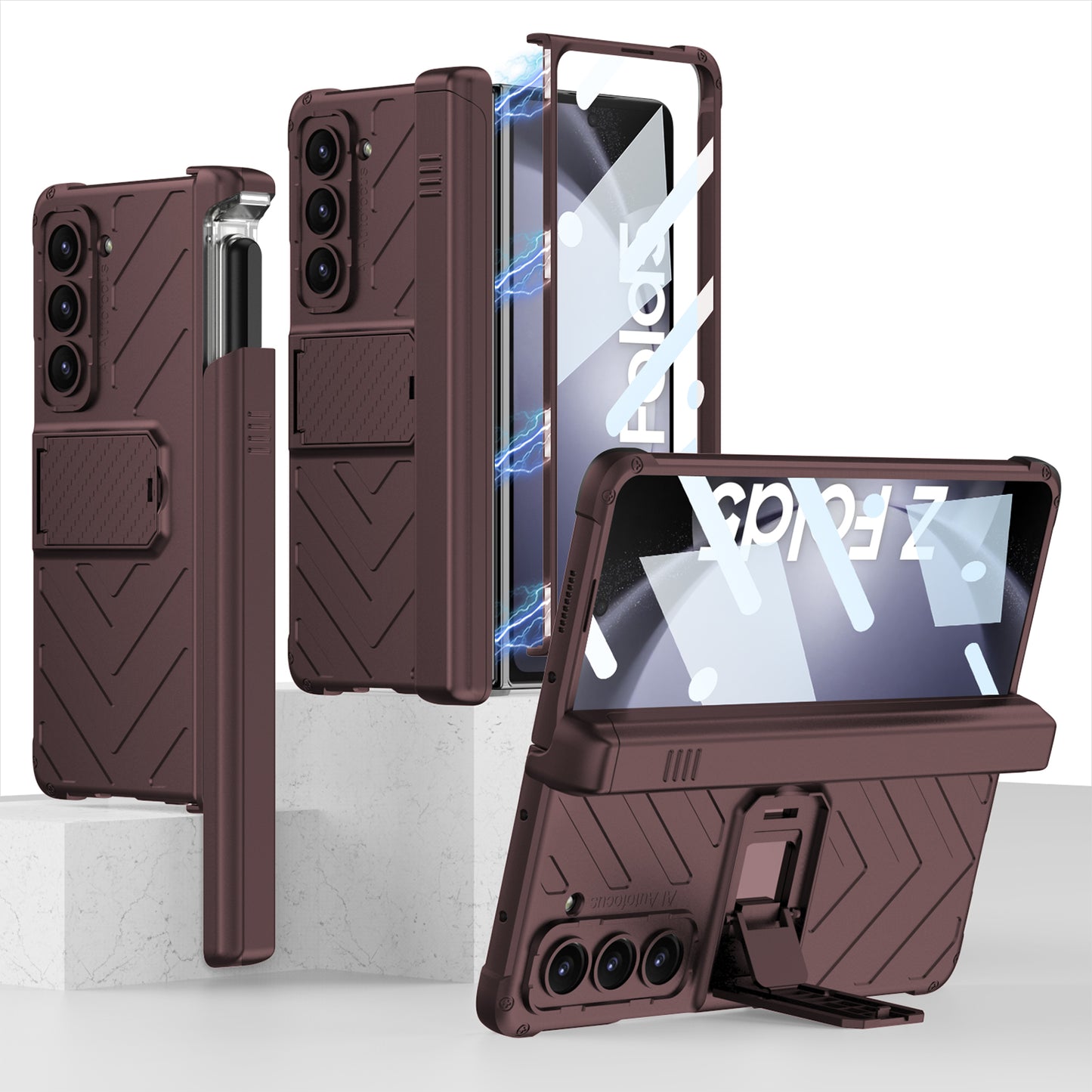 Armor Magnetic Hinge Slide S Pen Slot Screen Protector Case for Samsung Galaxy Z Fold5