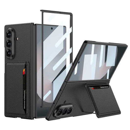 Card Bag Holder Tempered Film Integrated Leather Case for Galaxy Z Fold6