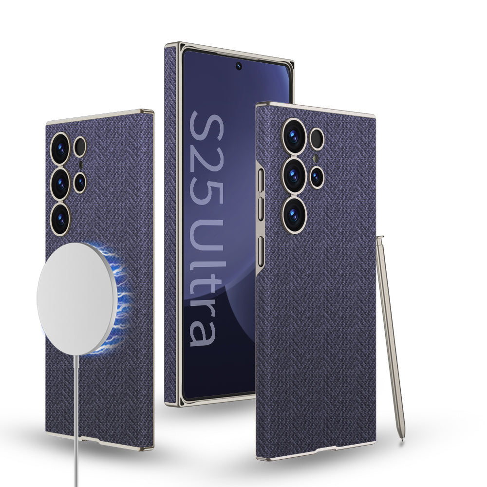 Built-in Magnetic Leather Case for Galaxy S24 Ultra