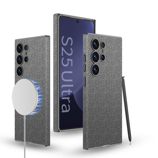 Built-in Magnetic Leather Case for Galaxy S25 Ultra