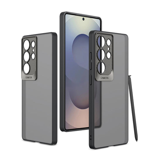 Frosted Translucent Metal Lens Protection Shockproof Case for Galaxy S25 Ultra