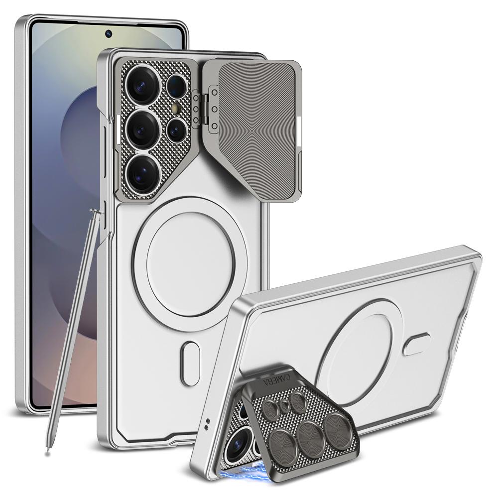 Magnetic Adjustable Camera Metal Kickstand Premium Rugged Protective Case for Galaxy S24 Ultra