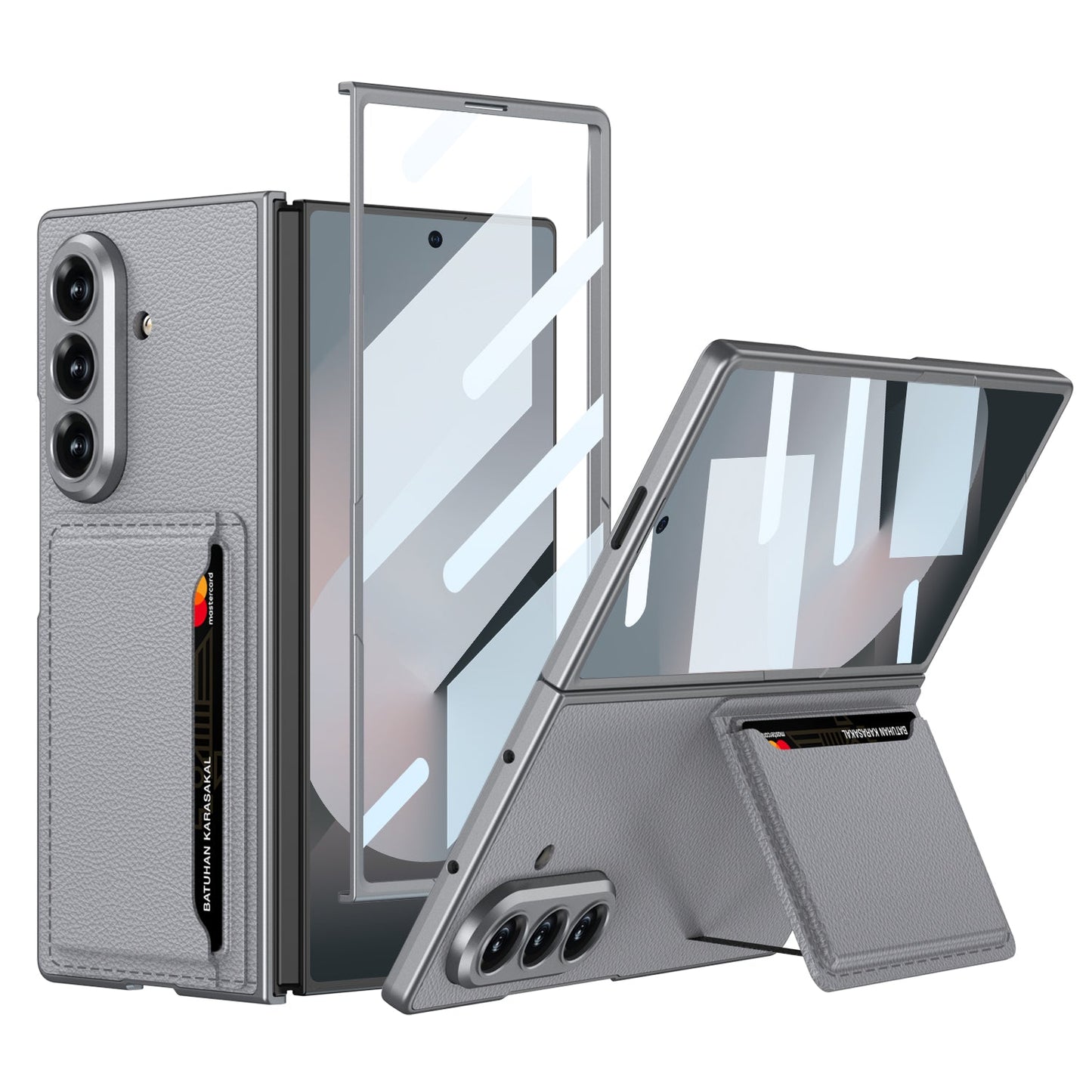 Card Bag Holder Tempered Film Integrated Leather Case for Galaxy Z Fold6