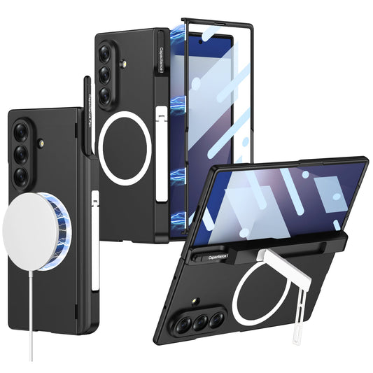 Magnetic Hinge Hidden Bracket All-included Case With Pen Box For Galaxy Z Fold