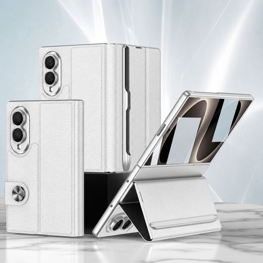 Luxurious Leather Phone Cover With Screen Protector & Pen-slot & Stylus For Galaxy Z Fold8/7/6 Wide Ultra