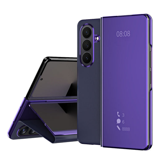 Smart Mirror Clear View Flip Case Luxury Magnetic Leather Kickstand Shockproof Cover For Galaxy Z Fold 7/6/5/4/3