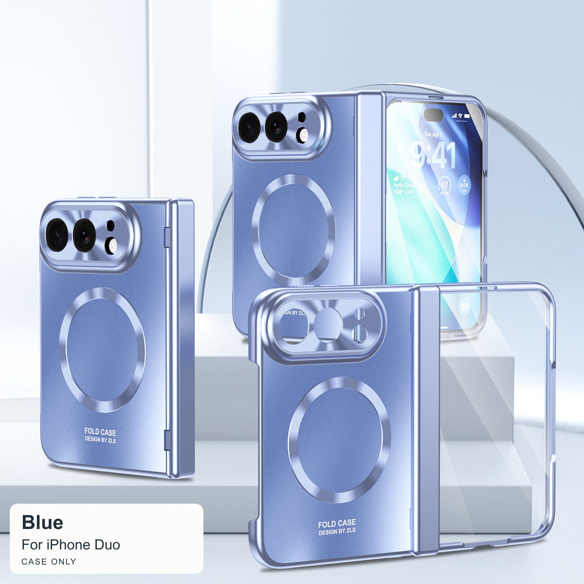 iPhone Duo | Electroplated Magnetic Case with Hinge Protection & Tempered Glass