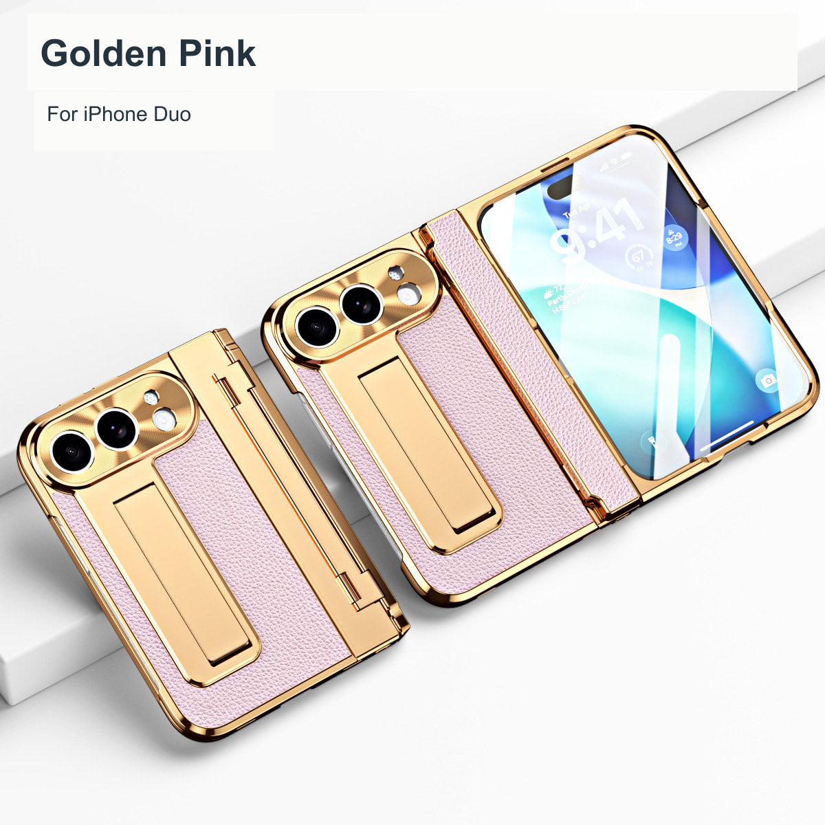 iPhone Duo | Textured Kickstand Case with Hinge Protection & Front Screen Protector