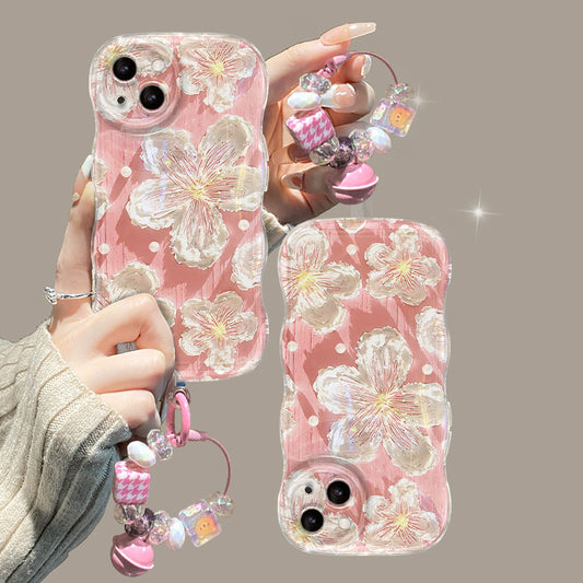 Oil Painting Air Cushion Wave White Flower iPhone Case