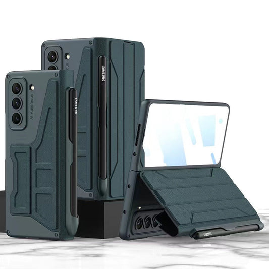 Leather Samsung Z Fold5 Case Full Protection Business Case With Pen Slot and Protection Film - Mycasety Mycasety