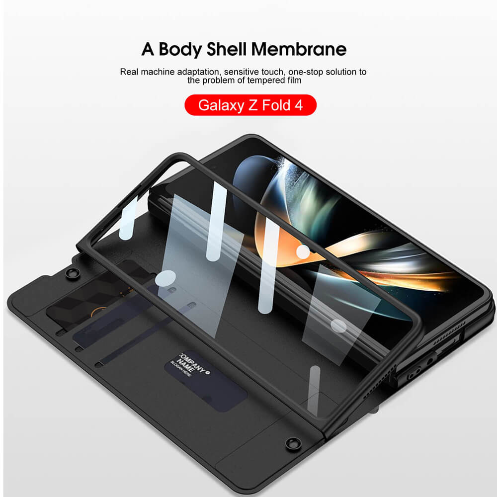 Leather Pen Holder Armor Case with Screen Protector For Samsung Galaxy Z Fold 4 5G