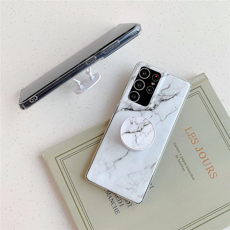 2021 Fashion Epoxy Marble Ring Bracket Case For Samsung