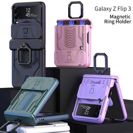 Magnetic Armor Ring Holder Case For Samsung Galaxy Z Flip4 Flip3 5G