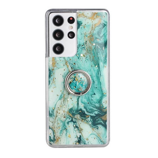 2021 Marble Epoxy Gold Foil Ring Bracket Case For Samsung