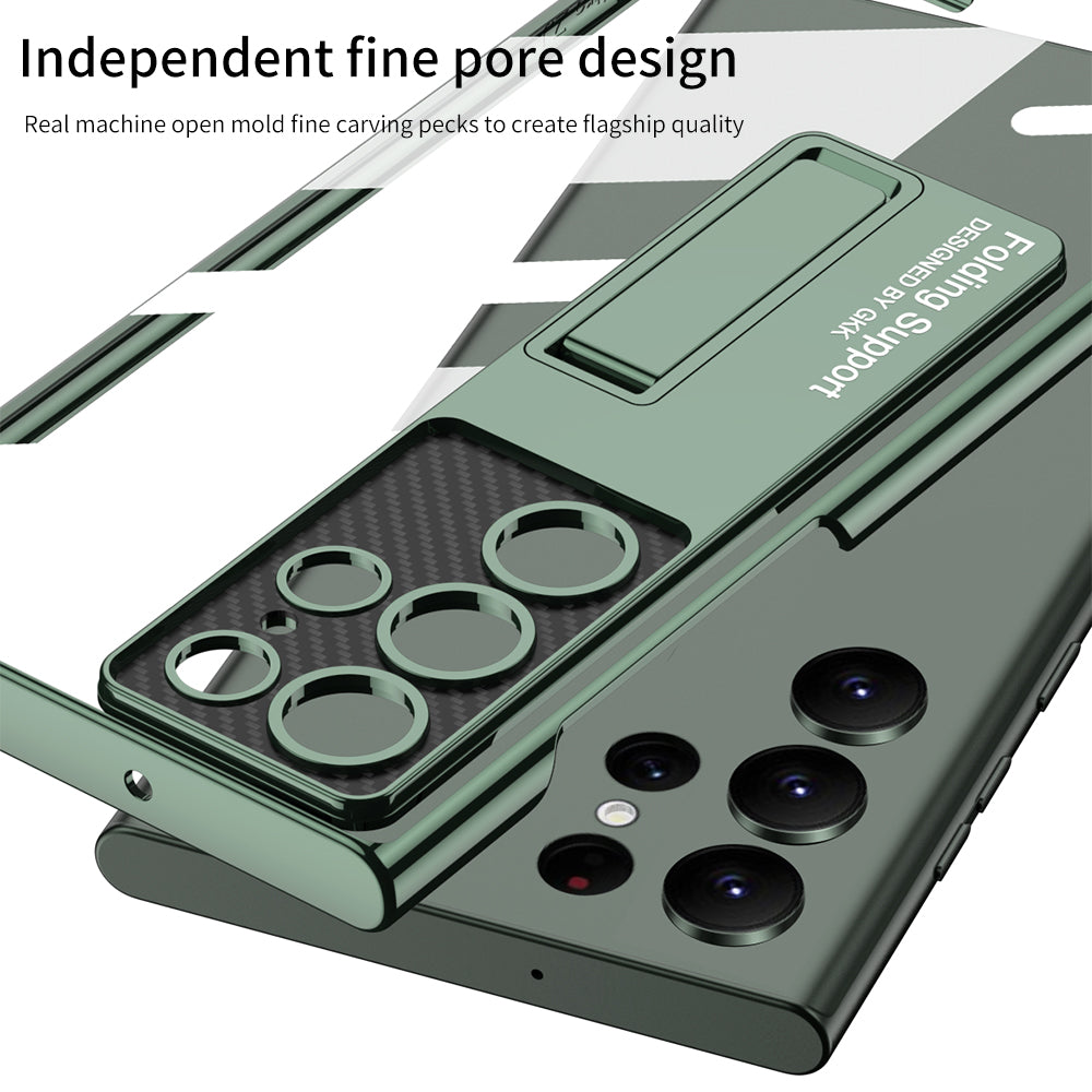 Magnetic Kickstand Clear Electroplated Phone Case for Galaxy S23/S22 Ultra